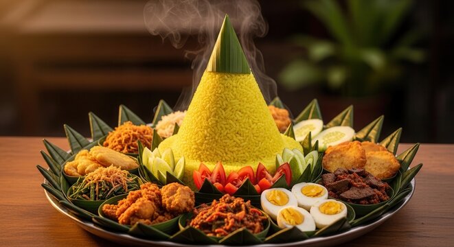 Nasi Tumpeng, Indonesian Cone-Shaped Rice
