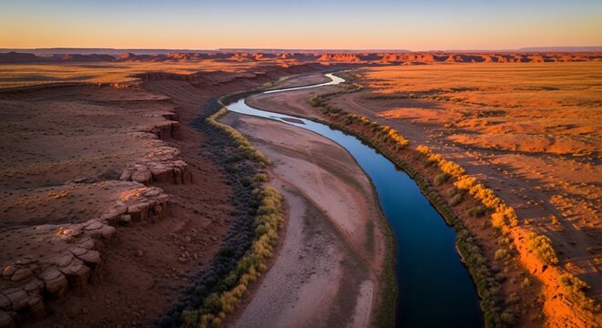 River landscape aerial view