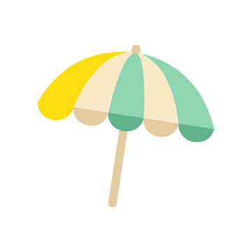 Colorful beach umbrella on stick.