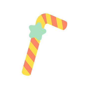 Colorful candy cane with star.