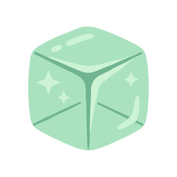 Green dice with star symbols on it.