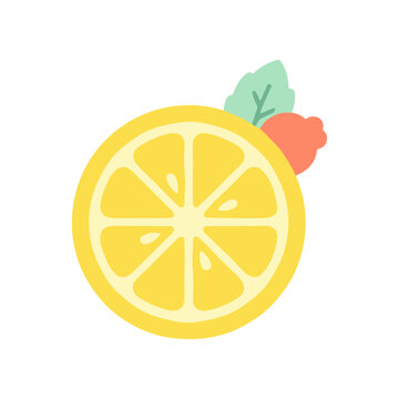 Lemon cut in half with leaf.
