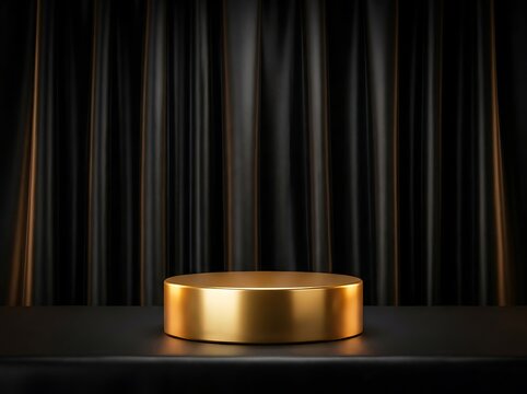 Empty copper podium on a dark abstract background