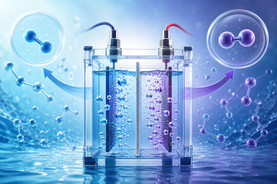 Water Splitting Electrolysis Cell Producing Hydrogen and Oxygen