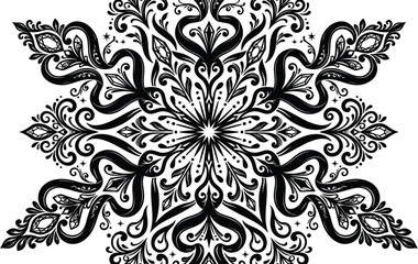 Fototapeta premium Elegant ornate snowflake vector with luxury mandala pattern for christmas decoration and laser cutting