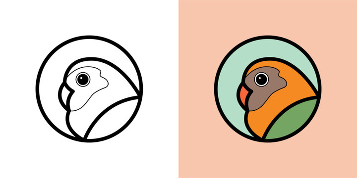lovebird parrot colorful bird logotype animal pet icon logo signs symbol vector design illustration creative isolated exotic nature tropical graphic wildlife simple minimal concept template element