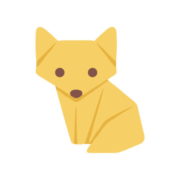 Yellow Origami Fox Paper Animal.