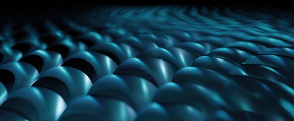 Obraz premium Abstract 3D background showcasing metallic blue spirals with a cool ripple pattern in a tech grid.