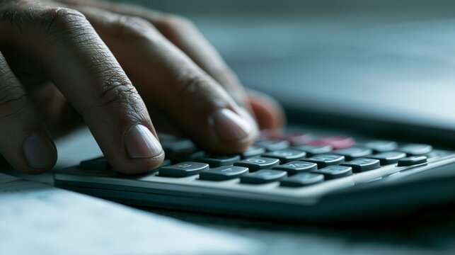 Fingers Pressing Keys of Desktop Calculator