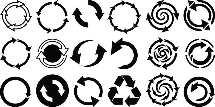 Recycle Arrow Vector Icon Set Eco Friendly Refresh Collection