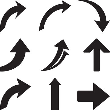 Curved Arrow Vector Icon Set Directional Pointer Package