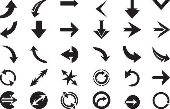 Arrow Vector Icon Set Directional Pointer Collection Package