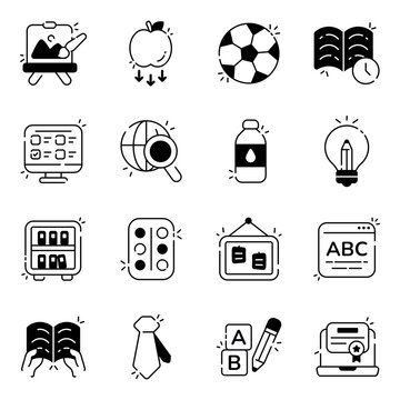 Set of Schooling Solid Icons
