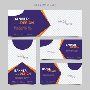 Set of square web banners with image space. template for social media