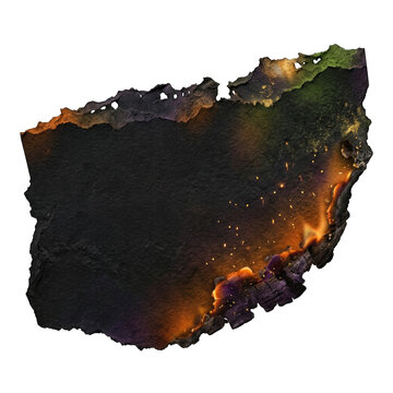 A burnt paper edge with glowing embers and fire flames for a happy halloween transparent background png image design element for your spooky projects