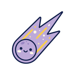 Smiling Cartoon Meteorite with Face. © merdianingsihrennyul