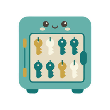 Colorful cartoon safe with keys.