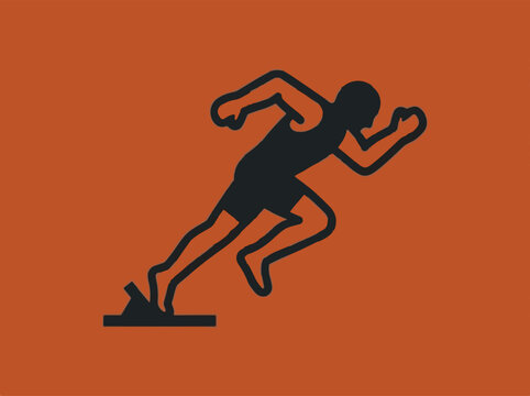 Sprinter athlete starting race from blocks icon