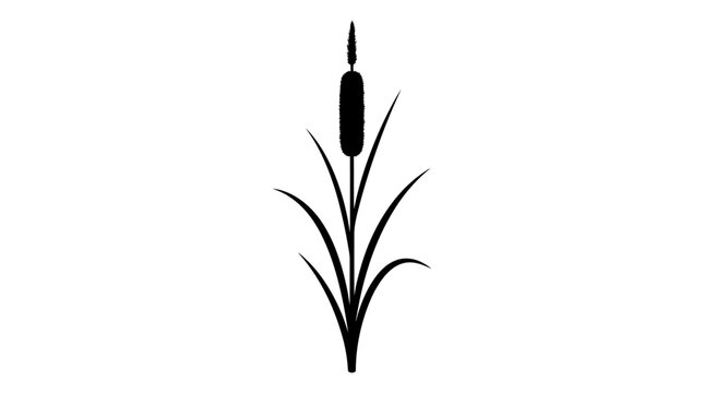 CAD tree lines Tree Black tree silhouette Black grass Minimalist cattail silhouette vector, black bulrush plant icon on white background, marsh reed grass botanical illustration for nature logos