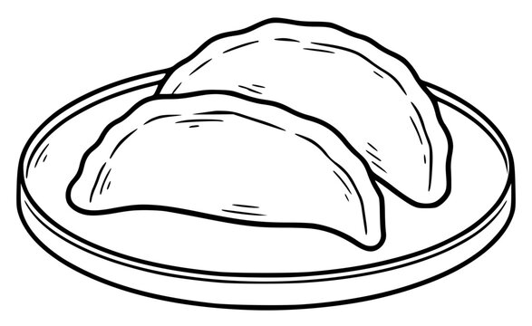 Stuffed Qatayef Pancakes Hand Drawn Food Sketch Illustration