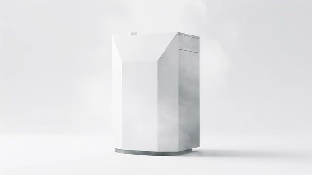 Minimal White Geometric Building Render.