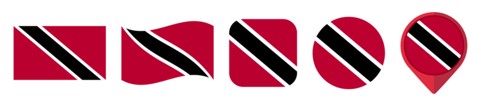 Trinidad and Tobago flag icon set on transparent background