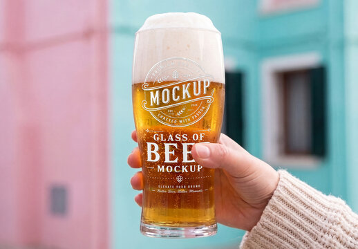 Beer Glass Outdoor Mockup