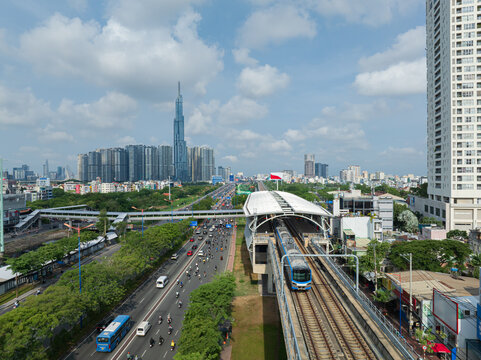 Ho Chi Minh City Skyline and Elevated Metro Railway