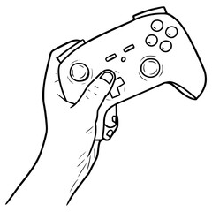 hand holding game controller illustration hand drawn outline vector © Fathur Kiwon