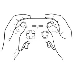 hand holding game controller illustration hand drawn outline vector © Fathur Kiwon