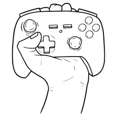 hand holding game controller illustration hand drawn outline vector © Fathur Kiwon