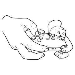 hand holding game controller illustration hand drawn outline vector © Fathur Kiwon