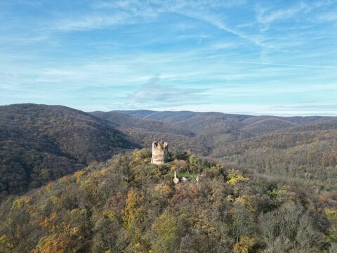Vrdnicka tower medieval fortress ruins on fru&scaron;ka gora