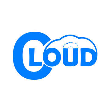 Blue cloud wordmark logo design isolated on black background