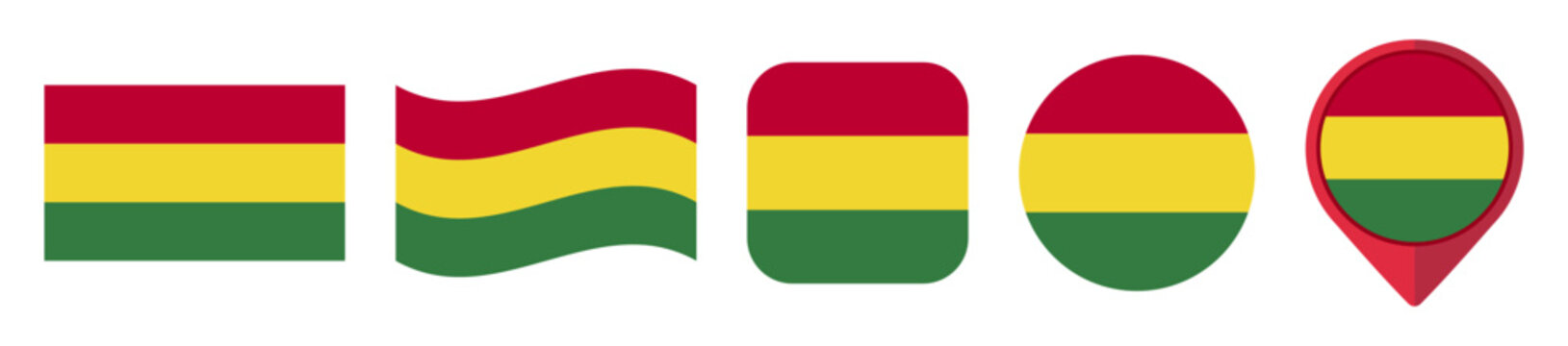 Bolivia flag icon set on transparent background