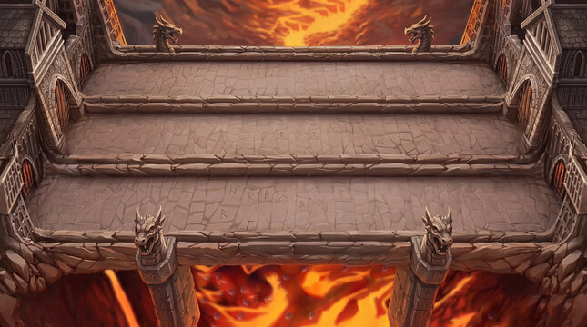 Fantasy Viking Battlefield Bridge Over Lava