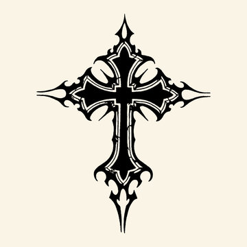 Gothic Tribal Cross Tattoo Style Illustration