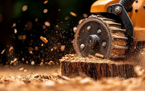 Mowing stump, close-up
