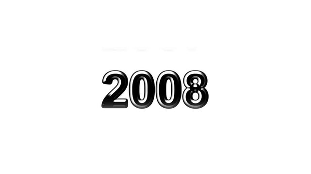 Timeline Scroll from 2000to 2008 on Black Background 4K Year Counting Text Animation.