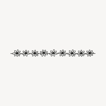 Minimalist daisy chain line art on a plain white background.