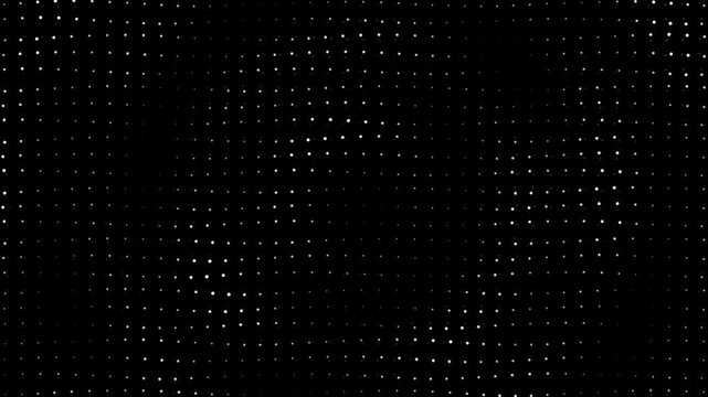 Futuristic 4K digital motion background featuring a dense grid of orbiting particles with pulsing brightness, diagonal waves, radial ripples and subtle connecting lines. Ideal for artificial intellige