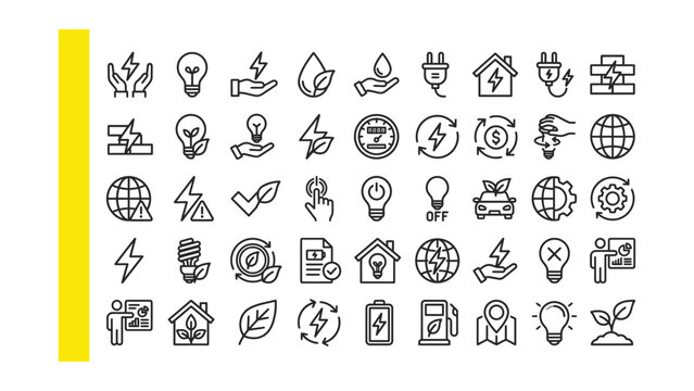 Eco friendly energy saving icons set for infographics and presentations