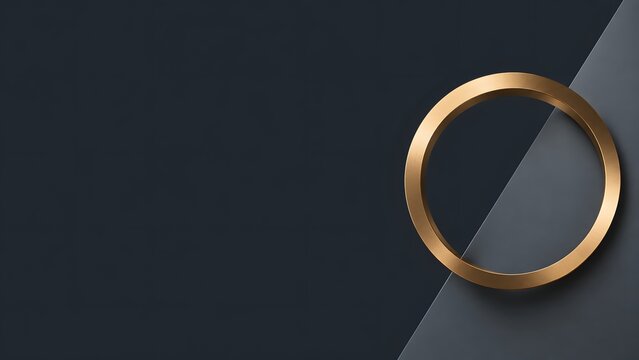 Dark gray background with elegant metallic gold ring frame suitable for luxury corporate branding premium product showcase executive presentation banner and VIP event design layout