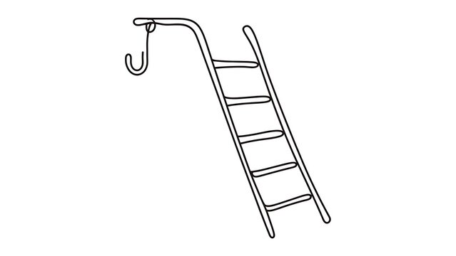 Leaning ladder with hook on white background.