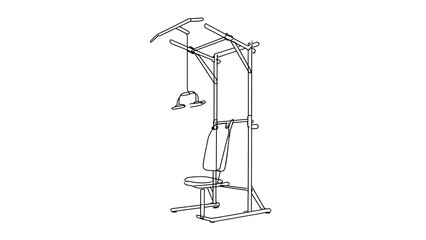 Obraz premium Lat pulldown machine illustration white background.
