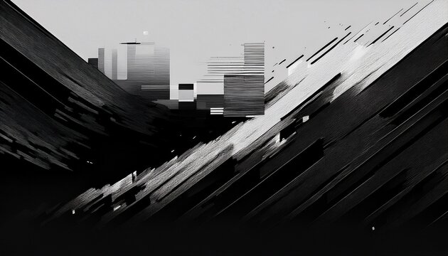 Black And White Glitch Texture Background For Minimalist Design