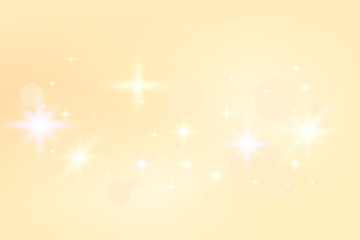 Obraz premium Soft beige gradation background with bright glitter stars and golden gradient shine. Warm champagne silk texture in orange glow for Christmas mood. Radiant vector sparkle on beige peach backdrop