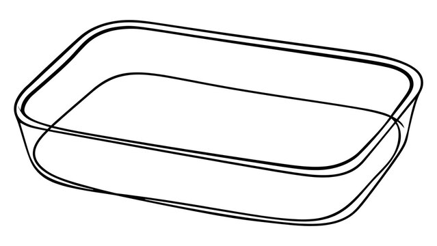 Empty glass baking dish on white background.
