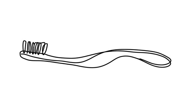 Simple toothbrush line drawing white background.