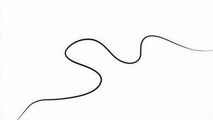 Obraz premium Smooth black squiggly line on white background.